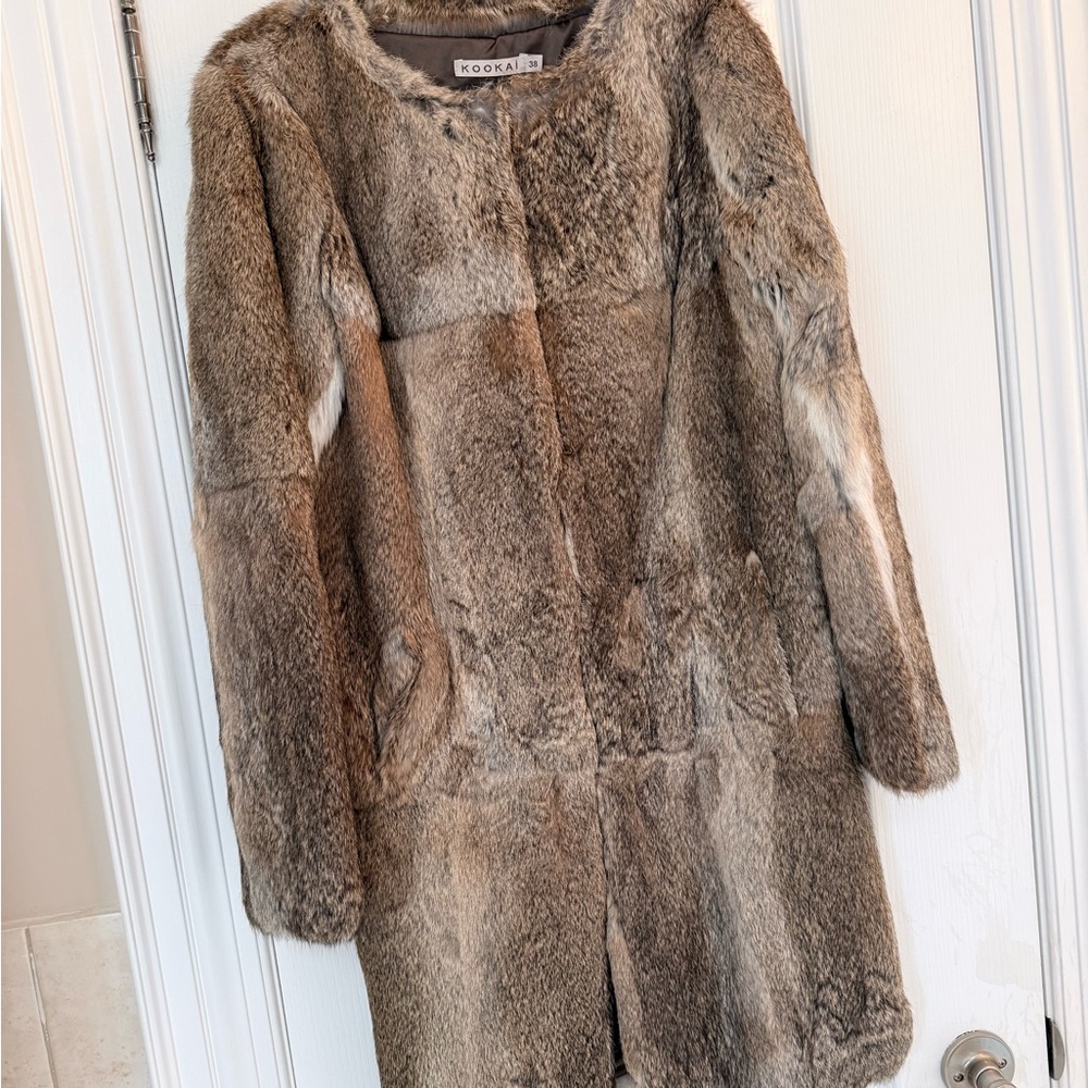 Kookai Rabbit Fur Coat
